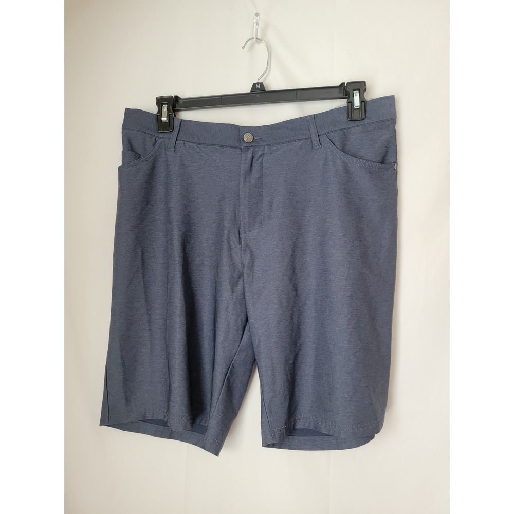 Adidas Men's Blue Heather Performance Golf Shorts Size 36 Flat Front Casual